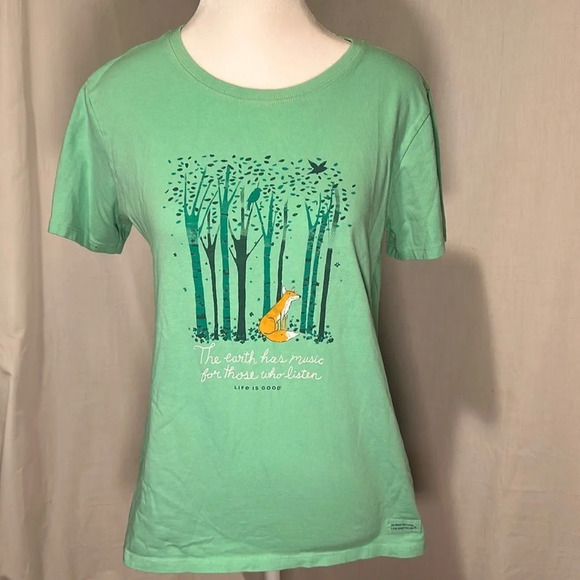 small womens Life Is Good crusher tee "The earth has music for those who listen" - Picture 1 of 3